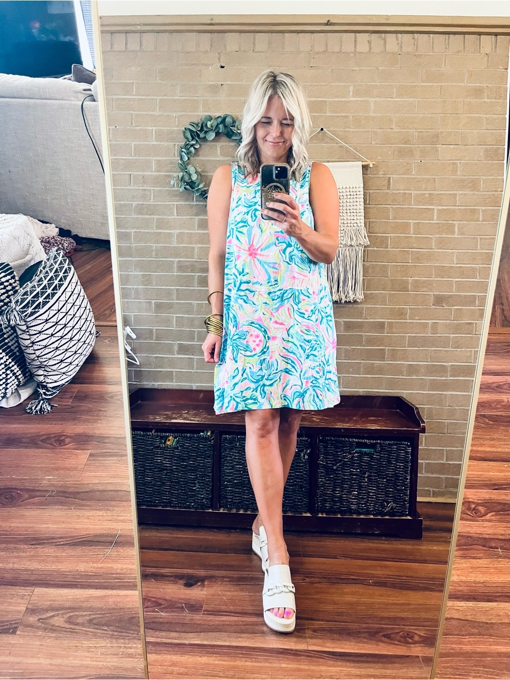 Lilly Pulitzer Pink, Turquoise & Lime Floral Shift Dress